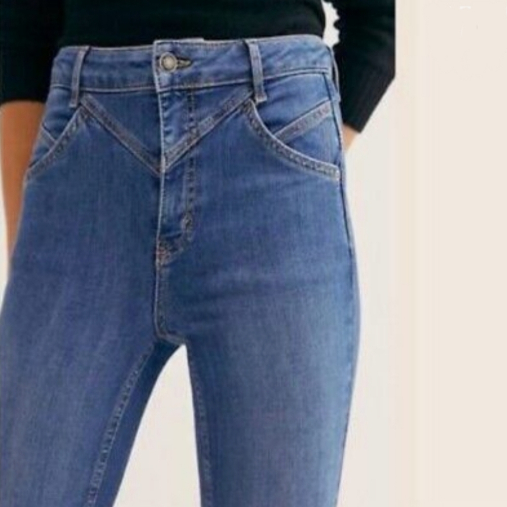 We The Free Riley Skinny Jeans Womens 25 Blue Denim Daybreak Seamed High Rise - Picture 6 of 16